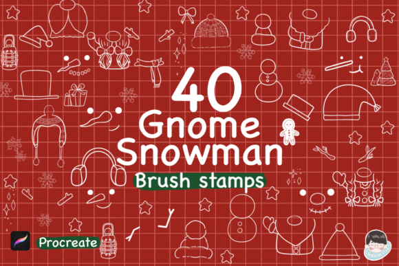 40 Gnome Snowman Christmas Procreate Stamps: A Creative Resource for Digital Artists