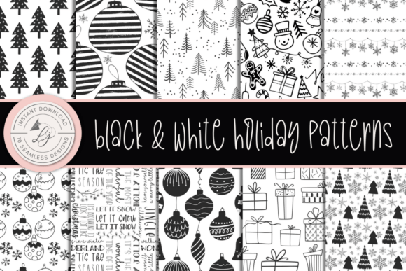 Black White Holiday Seamless Patterns: A Versatile Design Asset for Modern Creators
