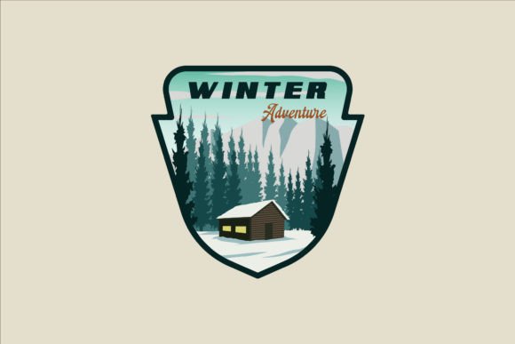 Cabin or Cottage at Winter Emblem Design