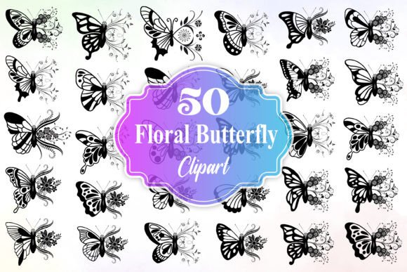 Floral Butterfly Clipart for Creative Projects