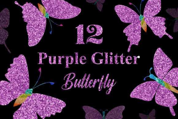 Purple Glitter Butterfly Set: A Versatile Design Asset for Creative Projects