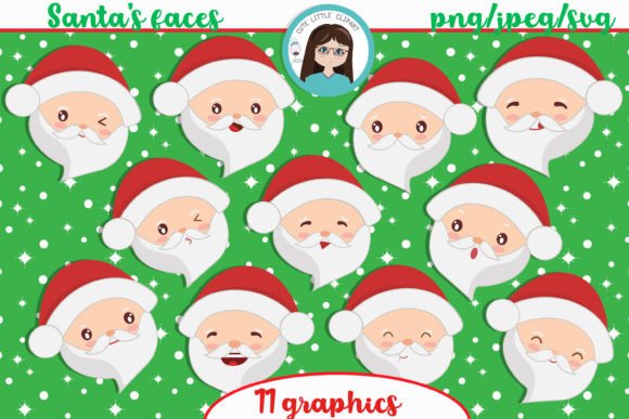 Santa's Faces Cliparts and Graphics: A Versatile Digital Asset for Creative Projects