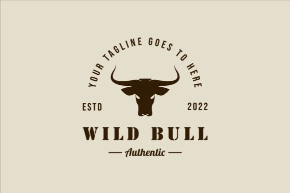 Wild Bull Logo Vintage Vector Design